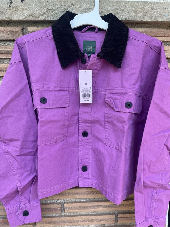 wild fable Jackets & Blazers - wild fable Purple Cropped Jacket with Black Corduroy Collar